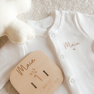 Pyjama bébé en coton à personnaliser Prénom Naissance Maternité Grossesse Cadeau Baby shower Vêtement Papa Maman image 5
