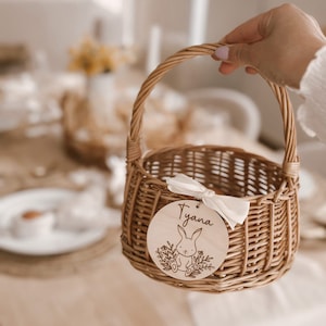 Cesta de mimbre Paco para personalizar Pascua Nombre Niño Bebé Regalo Madera Caza de huevos Regalo Decoración Juguete imagen 1