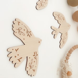 Houten zwaluwen Set van 3 Decoratie Vogel Gans Muur Slaapkamer Kind Baby Huis Cadeau Interieur Boho Natuur afbeelding 2