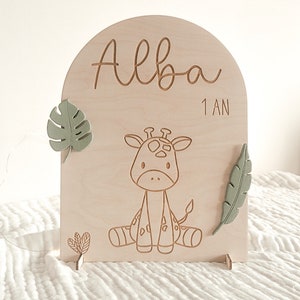 Arch to ask "Giraffe" - Wooden decoration to personalize - Birthday - Baptism - Birth - Bedroom - Child