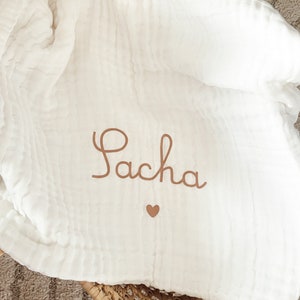 Cotton gauze blanket Celestial to personalize Light First name Birth Maternity Pregnancy Gift Girl Boy image 2