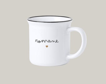 Tasse vintage - Céramique - Prénom - personnaliser - Maman - Papa - Mamie - Maîtresse - Marraine - Nounou - Parrain - Enfant - Cadeau