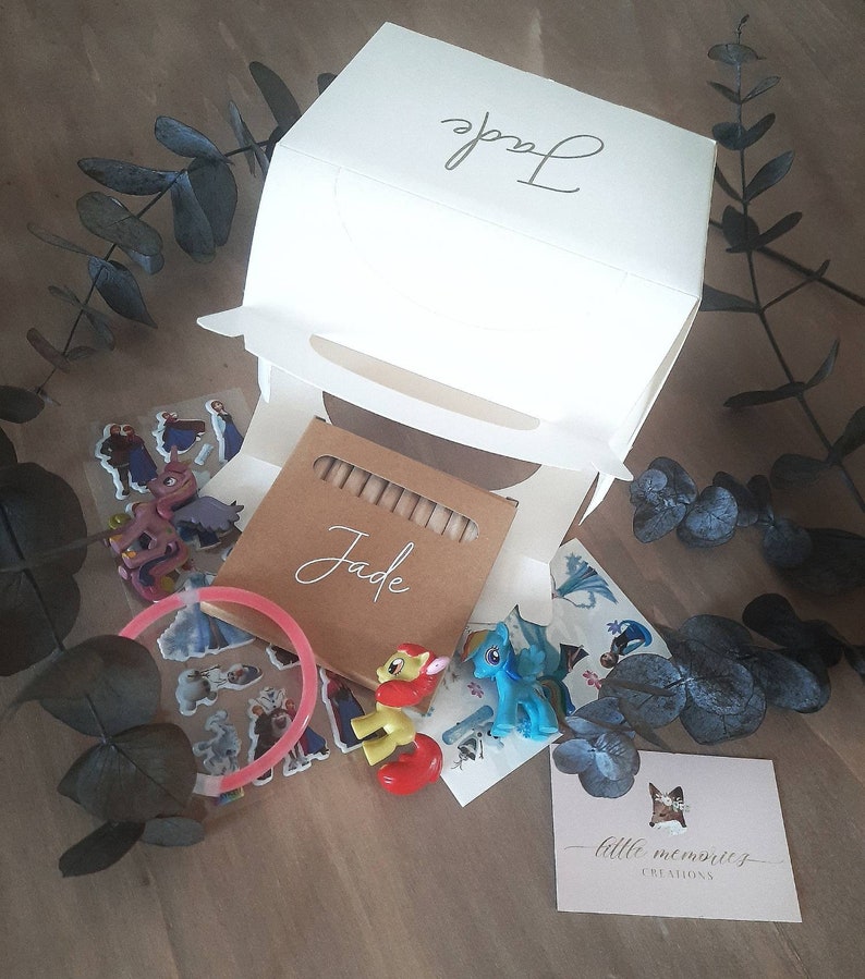 Box Infantil Caja de actividades para personalizar Boda Cumpleaños Bautismo Regalo Mesa Invitados Caja Sorpresa EVJF imagen 4