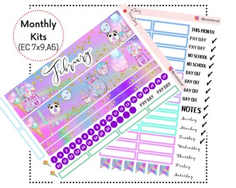 February Monthly Planner Kit || 7x9 || A5