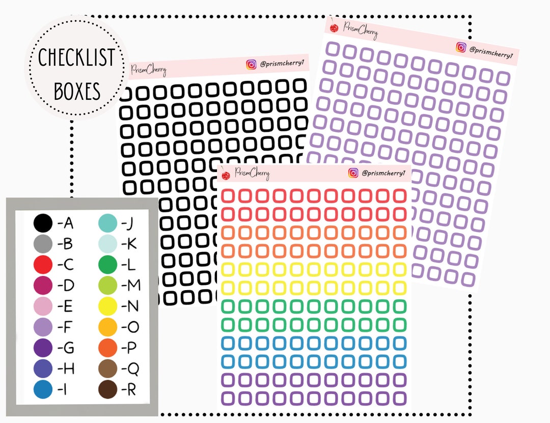 Individual Checklist Boxes || Minimalist Planner Sticker || Functional ...
