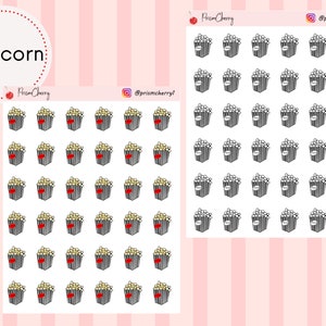 Popcorn Icon || Movies Night || Icon Sticker || Minimal Planner Sticker || Functional Planner Sticker