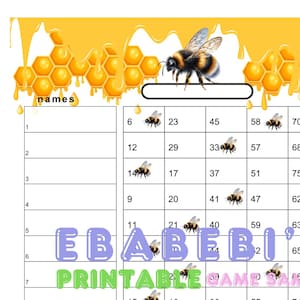 Bingo Board 1 - 90 Balls, 15 lines 15 player bingo board board, 1 Mixed and Straight Bees Honeycomb Cartoon Bingo for Party Nature Honey