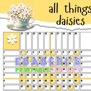 All Things Daisies Spring 40 Players Printable Bingo Boards - Straight Mixed 100 Ball 40 Line Grid Instant Download