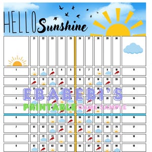 Hello Sunshine Summer Birds 40 Players Printable Bingo Boards - Straight Mixed 100 Ball 40 Line Grid Instant Download