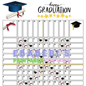 Happy Graduation 40 Players Printable Bingo Boards - Straight Mixed 100 Ball 40 Line Grid Instant Download