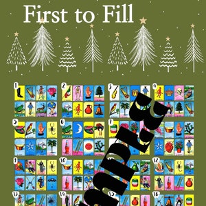 Digital Loteria Board Game Printable Mexican Bingo Card First to Fill PDFChristmas Winter Holiday