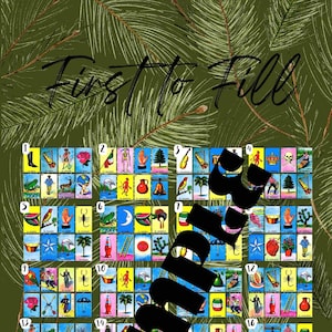 Digital Loteria Board Game Printable Mexican Bingo Card First to Fill PDFChristmas Winter Holiday