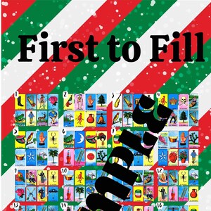 Digital Loteria Board Game Printable Mexican Bingo Card First to Fill PDFChristmas Winter Holiday