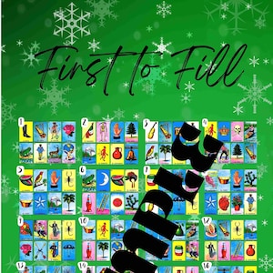 Digital Loteria Board Game Printable Mexican Bingo Card First to Fill PDFChristmas Winter Holiday