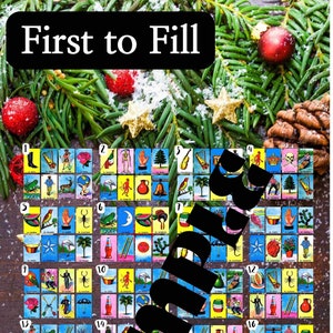 Digital Loteria Board Game Printable Mexican Bingo Card First to Fill PDFChristmas Winter Holiday