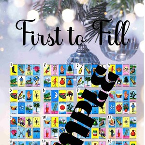 Digital Loteria Board Game Printable Mexican Bingo Card First to Fill PDFChristmas Winter Holiday