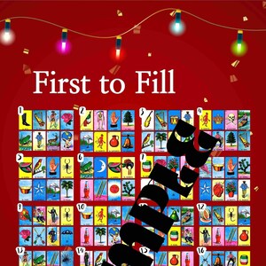 Digital Loteria Board Game Printable Mexican Bingo Card First to Fill PDFChristmas Winter Holiday