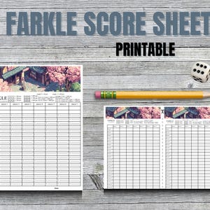 Farkle Score Sheet Printable – Cute Dice Game Scorecard for Family Game Night – PDF Instant Download Farkle Sheet – Farkle Party Score Pad