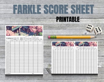 Farkle Score Sheet Printable – Cute Dice Game Scorecard for Family Game Night – PDF Instant Download Farkle Sheet – Farkle Party Score Pad