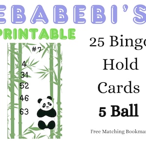 Panda Bamboo Tropical Vacation Green Bingo Hold Cards With Master and Call Sheet 1-25 Player Holds 5 Ball Bingo