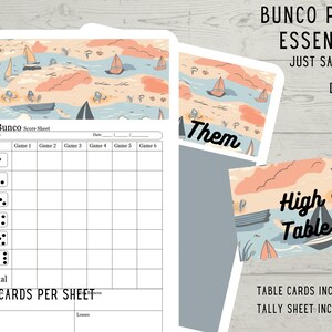 Ocean Boat Sea Bunco Party Essentials - Feuilles de pointage, tentes de table et plus pour les petits rassemblements