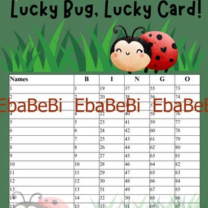 Bingo Boards - Instant Download -Bingo Cards 18 Line Bingo 90 Balls -- Custom Board Game Printable Straight Mixed Garden Ladybug Joke Grass