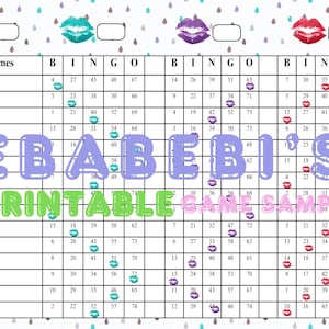 Triple Bingo For Facebook Sheet 75 ball 15 line mixed digital Diva Lips Girl Rainbow Colorful