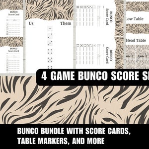 Animal Print Frühling Sommer Extravaganza: Komplette Bunco Score Sheets Karten und Party Bundle Printable Zebra Spaß Erwachsene Trinkspiel