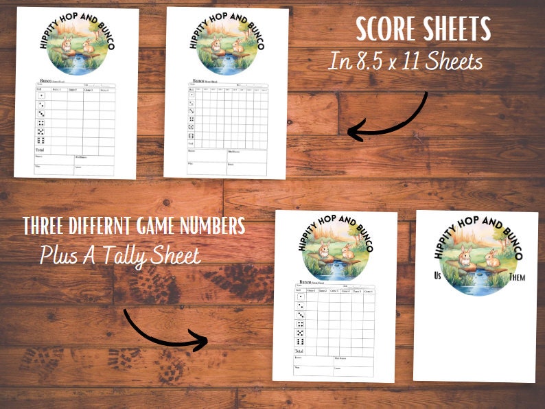 Bunnies Spring Easter Printable Bunco Score Sheets With Ghost Player ...