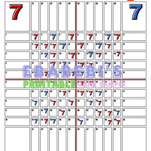 Lucky Triple 7 40 Players Printable Bingo Boards - Straight Mixed 100 Ball 40 Line Grid Instant Download