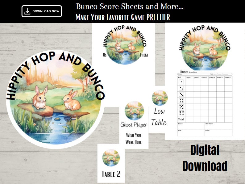 Bunnies Spring Easter Printable Bunco Score Sheets With Ghost Player ...