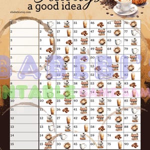 Bingo Boards - Instant Download -15 Lines -Coffee Drinks Good Time Breakfast Printable Bingo Boards - Straight Mixed 90 Ball