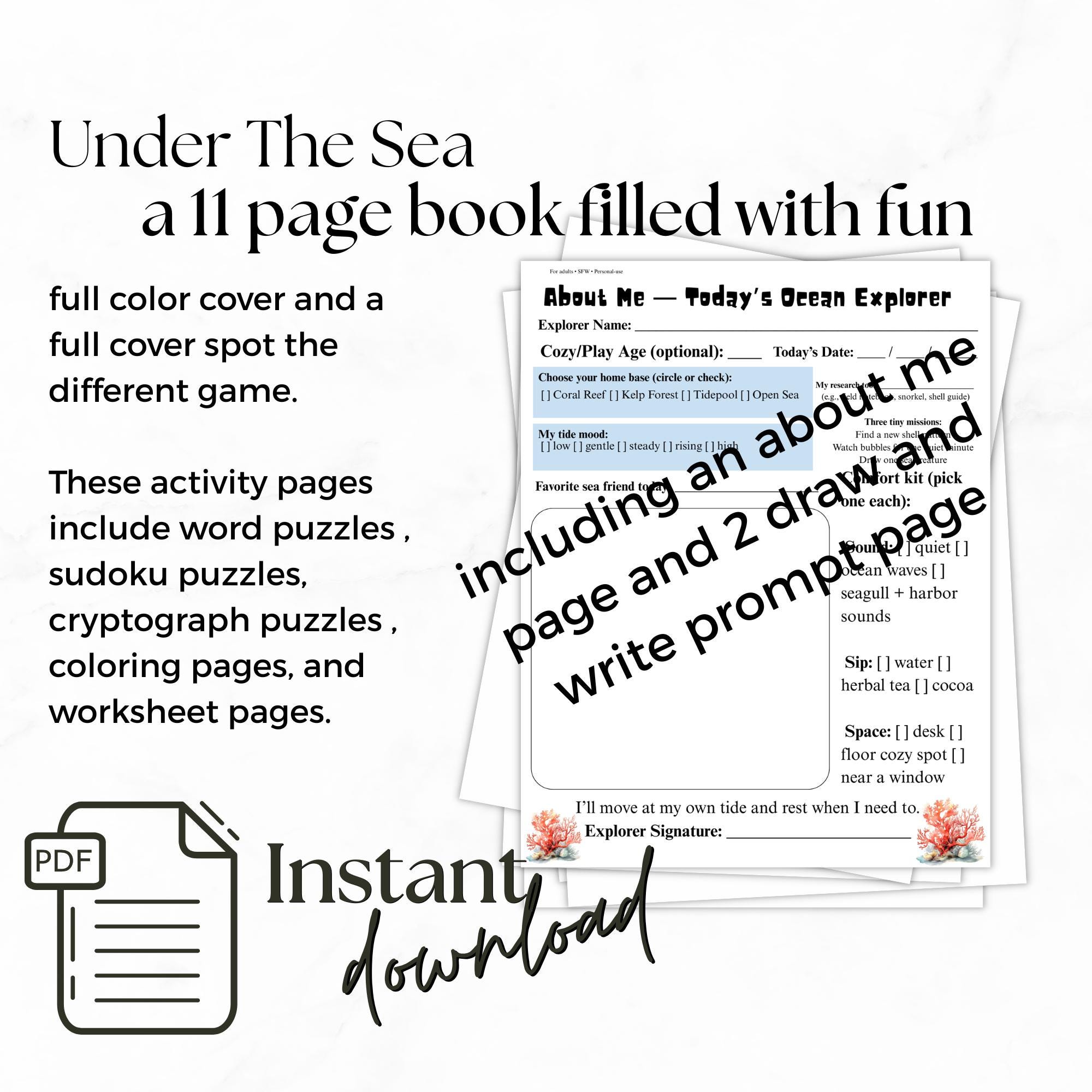 Under the Sea Ocean Animals Puzzle Little Space Activity Book | PDF ...