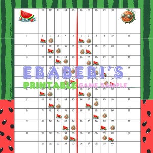 Summer Time Watermelon Fruit 40 Players Printable Bingo Boards - Straight Mixed 100 Ball 40 Line Grid Instant Download