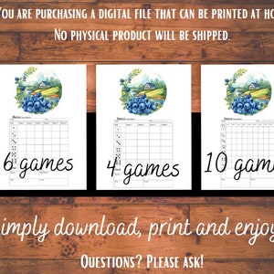 Blueberry Summer Tropical Printable Bunco Score Sheets With Ghost ...