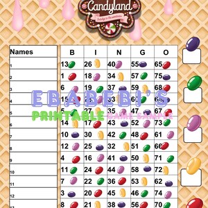 1 - 75 Balls Printable Bingo Game , 15 player bingo board, 2 Mixed and 2 Straight Bingo for Party Adults Cute Funny PNG Candy Girly Sweets