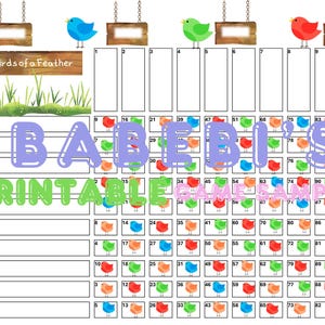 Bird Rainbow Spring Forest Instant Download - 20 Players Printable Bingo Boards - Straight Mixed 100 Ball