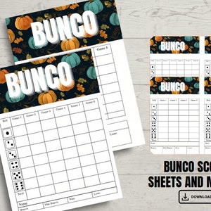 Ensemble de feuilles de pointage Bunco pour Halloween, automne citrouille foncée, pour une soirée de jeux ultime, douche nuptiale, baby shower, fête de mariage, événement imprimable