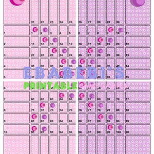 Pink Purple Dots  40 Players Printable Bingo Boards - Straight Mixed 100 Ball 40 Line Grid Instant Download