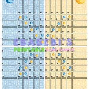 Yellow Blue Dots  40 Players Printable Bingo Boards - Straight Mixed 100 Ball 40 Line Grid Instant Download