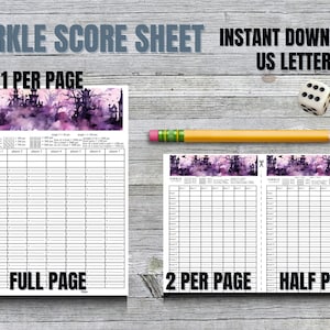 Farkle Score Sheet Printable – Cute Dice Game Scorecard for Family Game Night Halloween Party – PDF Instant Download Farkle Sheet –