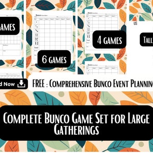 6 Game 10 Game 4 Game Fall Autumn Thanksgiving Holiday Leaves Complete Bunco Score Sheets Set - Perfect for Fundraising & Large Events Party