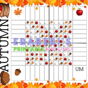 Autumn Thanksgiving  40 Players Printable Bingo Boards - Straight Mixed 100 Ball 40 Line Grid Instant Download