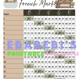 Triple Bingo For Facebook Sheet 75 ball 15 line Mixed Digital Cottagecore French Cozy Rainbow Colorful