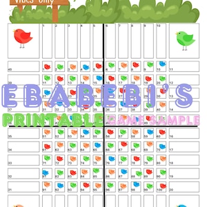 Bird Rainbow Spring Forest Instant Download - 40 Players Printable Bingo Boards - Straight Mixed 100 Ball 40 Line Grid