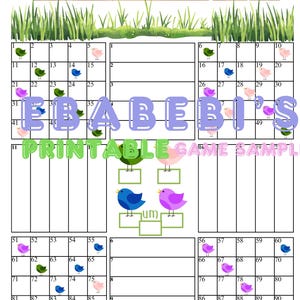 Bird Rainbow Spring Forest Instant Download - 40 Players Printable Bingo Boards - Straight  100 Ball 40 Line Grid