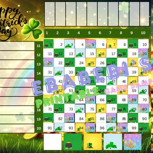 Bingo Boards - Instant Download -20 Lines -St Patrick&#39;s day Printable Bingo Boards - Straight Mixed 100 Ball