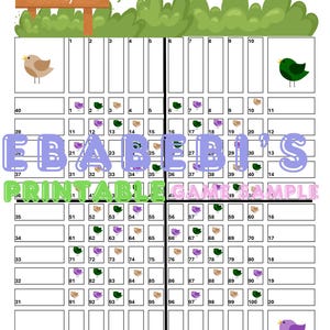 Bird Rainbow Spring Forest Instant Download - 40 Players Printable Bingo Boards - Straight Mixed 100 Ball 40 Line Grid