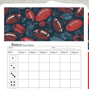 Football Bunco Party Essentials - Feuilles de scores, tentes de table et plus encore pour les petits rassemblements Fête des Pères Hommes Papa