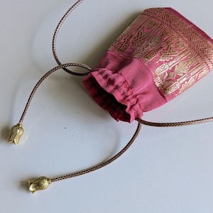 Small Pouch Necklace for Crystal, Silk Amulet Bag, Boho Chic Necklace, Medicine Bag